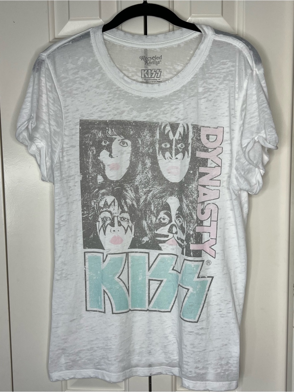 Recycled Karma KISS Burnout T-Shirt, Sz M